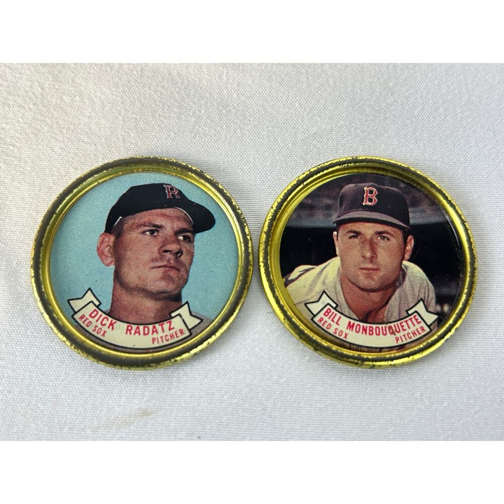 1964 Topps Red Sox Metal Baseball Coins Dick Radatz Bill Monbouquette